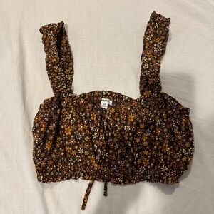 Garage Brown Floral Crop Top